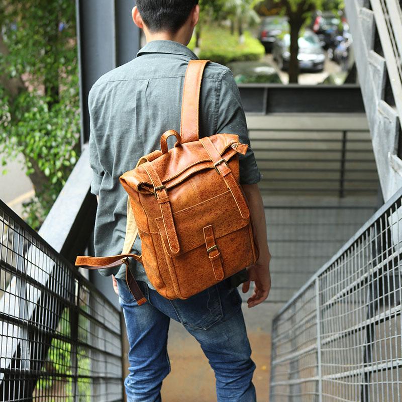cool leather backpacks for men Cool Leather Mens Backpack Travel Backpacks Vintage Laptop Backpack fo – iChainWallets