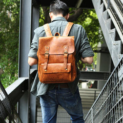 Cool Leather Mens Backpacks Travel Backpack Vintage Laptop Backpack for men
