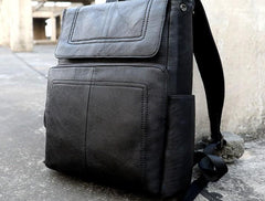 Cool Leather Mens Black Backpack for School Backpacks Travel Backpacks For Men