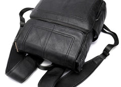 Cool Leather Mens Black Backpack for School Backpacks Travel Backpacks For Men