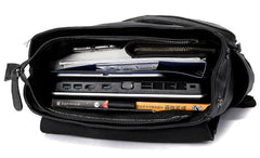 Cool Leather Mens Black Backpack for School Backpacks Travel Backpacks For Men