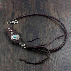 Cool Leather Mens Braided Wallet Chain Pants Chain with Belt Loop for Men
