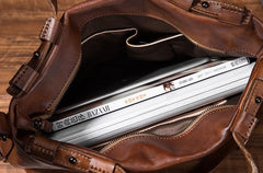 Cool Leather Mens Briefcase 14inch Laptop Bag Work Handbag Shoulder Bag Business Bag for Men