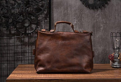 Cool Leather Mens Briefcase 14inch Laptop Bag Work Handbag Shoulder Bag Business Bag for Men