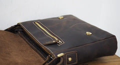 Cool Leather Mens Coffee Messenger Bag Side Bag Small Shoulder Bag for Men
