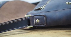 Cool Leather Mens Coffee Messenger Bag Side Bag Small Shoulder Bag for Men