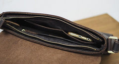 Cool Leather Mens Coffee Messenger Bag Side Bag Small Shoulder Bag for Men