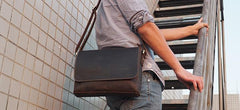 Cool Leather Mens Coffee Messenger Bag Side Bag Small Shoulder Bag for Men