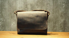 Cool Leather Mens Coffee Messenger Bag Side Bag Small Shoulder Bag for Men