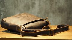 Cool Leather Mens Coffee Messenger Bag Side Bag Small Shoulder Bag for Men