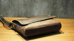 Cool Leather Mens Coffee Messenger Bag Side Bag Small Shoulder Bag for Men
