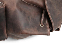 Cool Leather Mens School Backpack Vintage Travel Backpack Satchel Backpack for Men - Bottom View