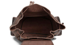 Cool Leather Mens School Backpack Vintage Travel Backpack Satchel Backpack for Men - Close-up View