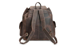 Cool Leather Mens School Backpack Vintage Travel Backpack Satchel Backpack for Men - Side View