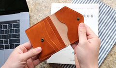 Cool Leather Mens Slim Card Wallet Front Pocket Wallets Small Change Wallet for Men