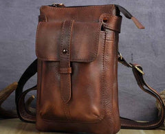 Cool Leather Mens Small Belt Bag Belt Pouch Waist Bag Mini Side Bag For Men