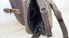 Cool Leather Mens Small Messenger Bag Side Bag Small Vintage Shoulder Bag for Men