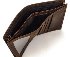 Cool Leather Mens Small Bifold Wallet billfold Wallet Front Pocket Wallets for Men