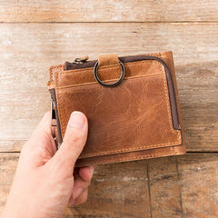 Cool Leather Mens Trifold Slim Front Pocket Wallets Small Wallet for Men