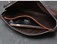 Cool Leather Mens Brown Business Clutch Bag Black Long Wallet For Men