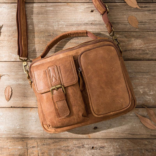 Cool Leather Small Mens Messenger Bags Small Shoulder Bags  for Men