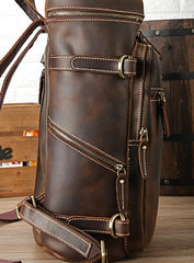 Cool Leather Vintage Dark Brown Mens 16inch Laptop Backpacks Vintage School Backpack Travel Backpack Bags for Men