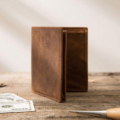 Cool Leather Vintage Mens Slim Small Wallets Zipper billfold Wallets for Men