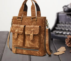 Cool Light Brown Vintage Leather Small Handbag Briefcase Fashion Work Bag For Men