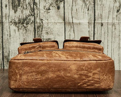 Cool Light Brown Vintage Leather Small Handbag Briefcase Fashion Work Bag For Men