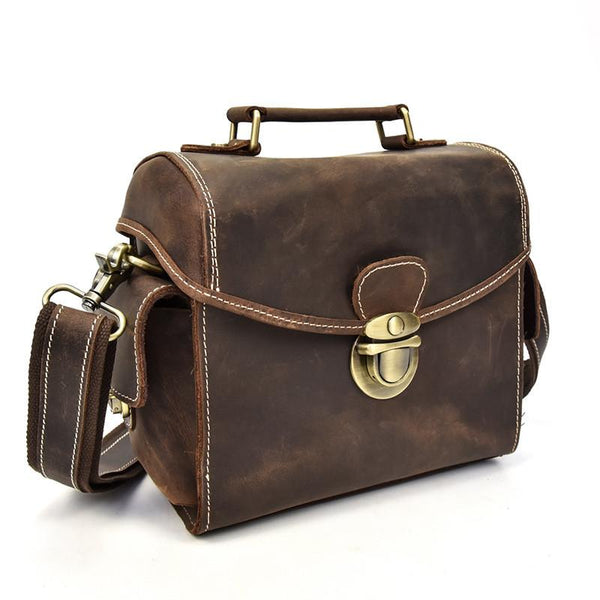 Cool Men Leather Camera Bag Canon Vintage Messenger Shoulder bag For Men