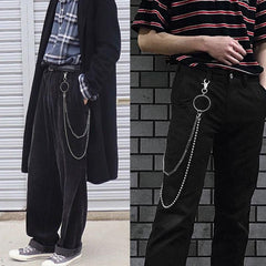 Stylish Men's Womens Double Beaded Stainless Steel Pants Chain Biker Wallet Chain For Men