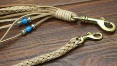 Cool Men's Handmade Black Leather Braided Pants Chain Biker Wallet Chain For Men
