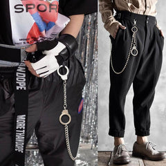 Fashion Womens Men's Handcuffs Stainless Steel Jeans Chain Jean Chain Pants Chain Biker Wallet Chain For Men