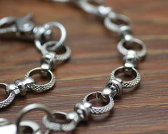 Cool Men's Handmade Silver Stainless Steel Pants Chain Biker Wallet Chain For Men