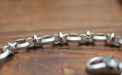Cool Men's Handmade Silver Stainless Steel Pants Chain Biker Wallet Chain For Men