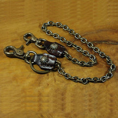 Cool Men's Handmade Vintage Brass Pants Chain Biker Wallet Chain For Men - Front View