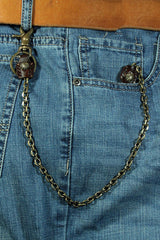 Cool Men's Handmade Vintage Brass Pants Chain Biker Wallet Chain For Men - Side View