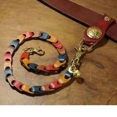 Cool Men's Leather Cross Colorful Key Chain Pants Chain Biker Wallet Chain For Men