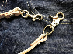 Cool Men's Leather 14‘’ Brass Key Chain Punk Wallet Chain Pants Chain For Men