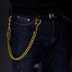 Cool Men's Gold Brass Long Bike Chain Pants Chains Biker Wallet Chain For Men