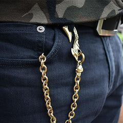 Cool Men's Brass Dragon Skull  Wallet Chain Pants Chains Biker Wallet Chain For Men