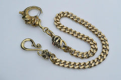 Badass Men's Gold Brass Skull Biker Wallet Chain Key Chain Pants Chain For Men