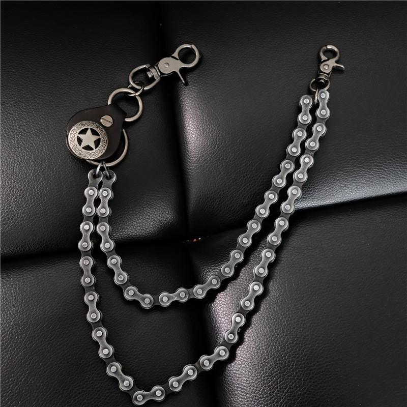 Cool Men s Silver Double Bike Chain Pants Chain Punk Biker Wallet