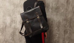 Cool Mens Leather 15inch Laptop Backpack Travel Backpack Leather School Backpacks for Men