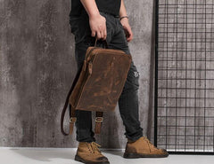 Cool Mens Leather Alligator Pattern Backpack Travel Backpacks Leather Hiking Backpack for Men