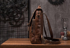 Cool Mens Leather Backpack School Backpack Leather Laptop Backpack for Men