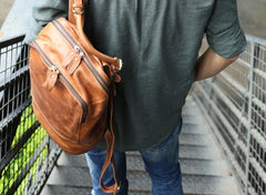 Cool Mens Leather Backpack Travel Backpack Laptop Backpack for men