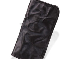COOL MENS LEATHER ZIPPER LONG CLUTCH WALLETs ZIPPER VINTAGE LONG WALLET FOR MEN