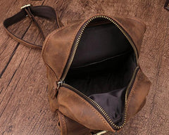 Cool Mens Leather Sling Bag One Shoulder Backpack Sling Crossbody Bag For Men