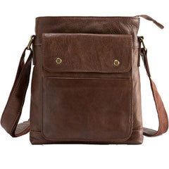 Cool Small Leather Coffee Mens Messenger Bags Shoulder Bags  for Men